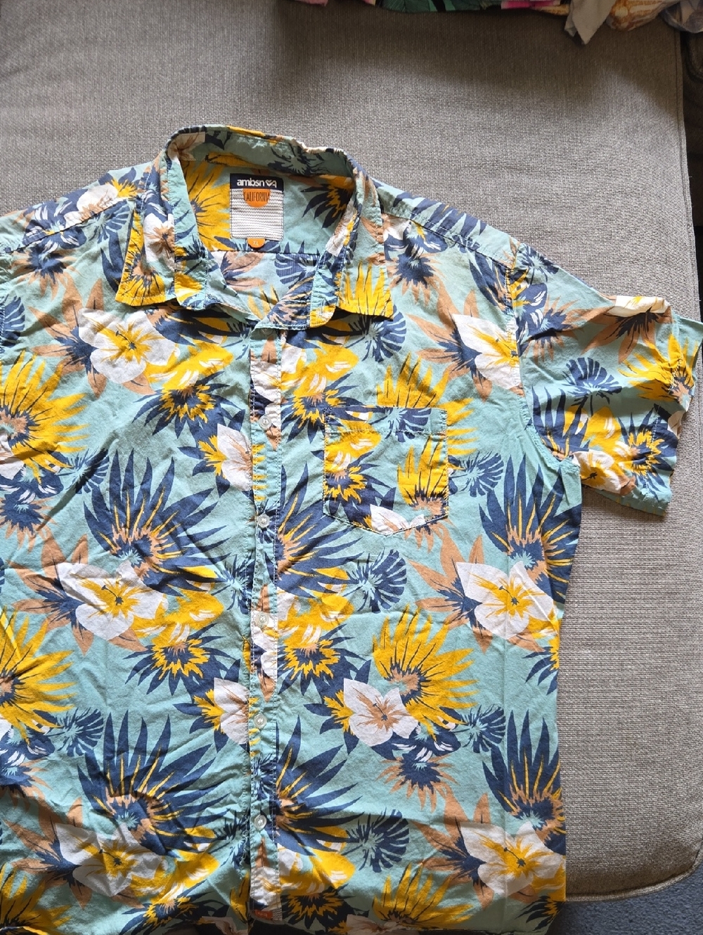 Ambisonia Men's Aqua Floral Short-Sleeve Button-Down Shirt